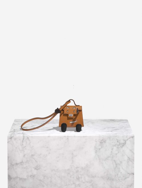 Pre-owned Hermès bag Kelly Doll Charm Veau Butler / Chevre Mysore Sable / Mushroom / Havane / Black Black, Brown Front | Sell your designer bag on Saclab.com