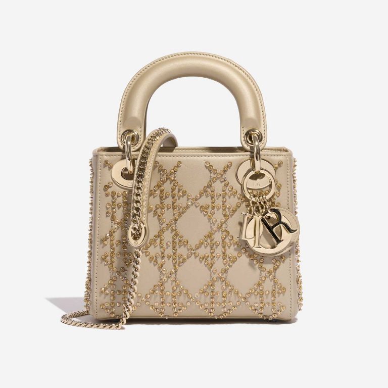 Pre-owned Dior bag Lady Mini Calf Light Beige Beige Front | Sell your designer bag on Saclab.com