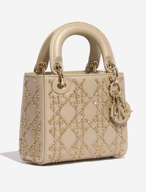Pre-owned Dior bag Lady Mini Calf Light Beige Beige Side Front | Sell your designer bag on Saclab.com