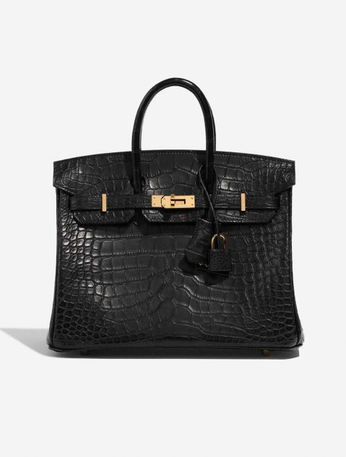 Pre-owned Hermès bag Birkin 25 Matte Alligator Black Black Front | Sell your designer bag on Saclab.com
