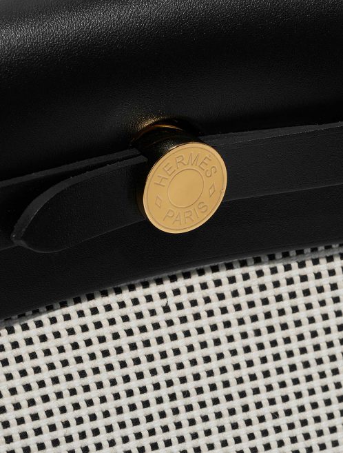 Pre-owned Hermès bag Herbag 31 Vache Hunter / Toile Quadrille Viking Black / White / Ecru Black, White Closing System | Sell your designer bag on Saclab.com