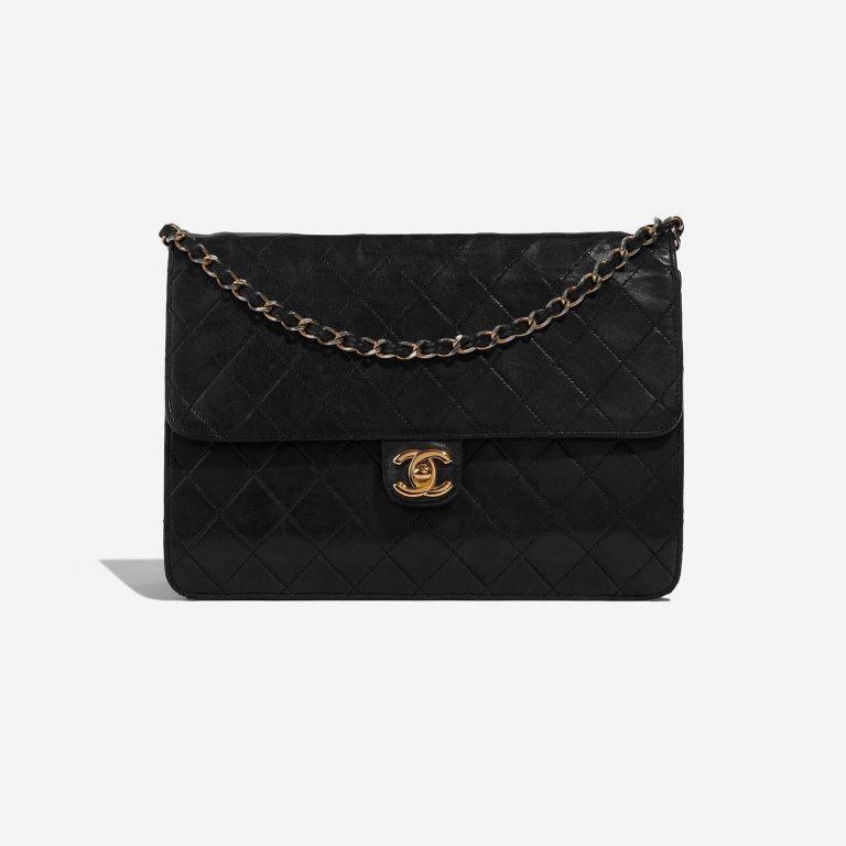 Pre-owned Chanel bag Vintage Timeless Medium Lamb Black Black Front | Sell your designer bag on Saclab.com