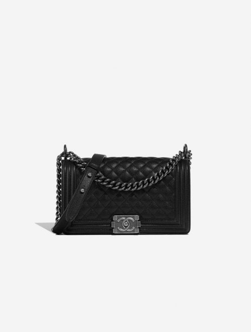 Pre-owned Chanel bag Boy Old Medium Caviar Black Black Front | Sell your designer bag on Saclab.com