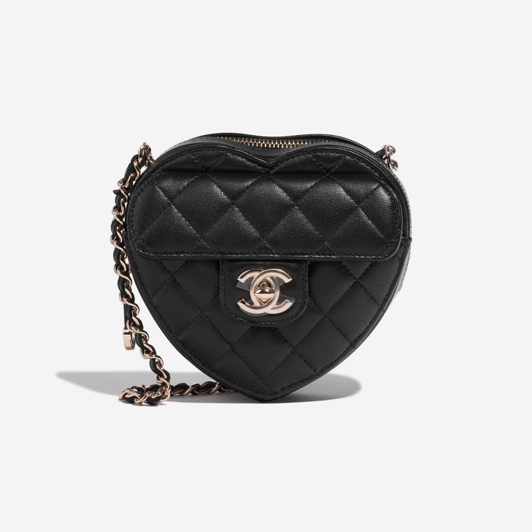 Pre-owned Chanel bag Timeless Heart Small Lambskin Black Black Front | Sell your designer bag on Saclab.com