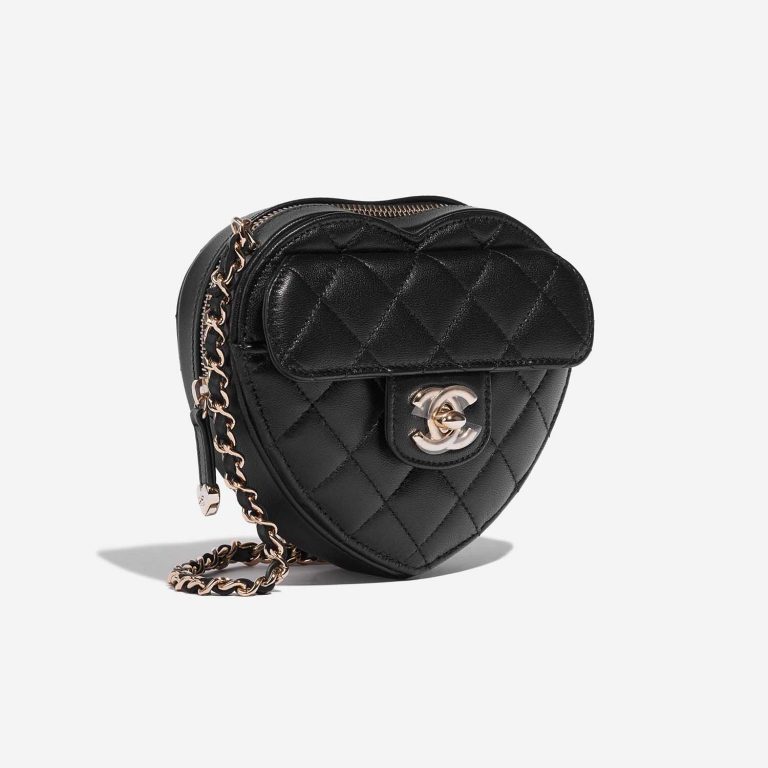 Pre-owned Chanel bag Timeless Heart Small Lambskin Black Black Side Front | Sell your designer bag on Saclab.com