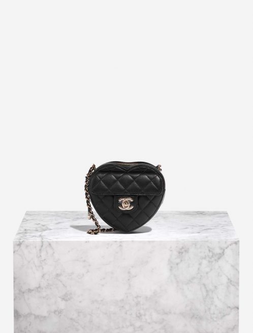 Pre-owned Chanel bag Timeless Heart Small Lambskin Black Black Front | Sell your designer bag on Saclab.com