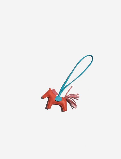 Pre-owned Hermès bag Rodeo PM Milo Lamb Orange Poppy / Blue Aztec / Rose Azalee Blue, Orange, Rose Front | Sell your designer bag on Saclab.com
