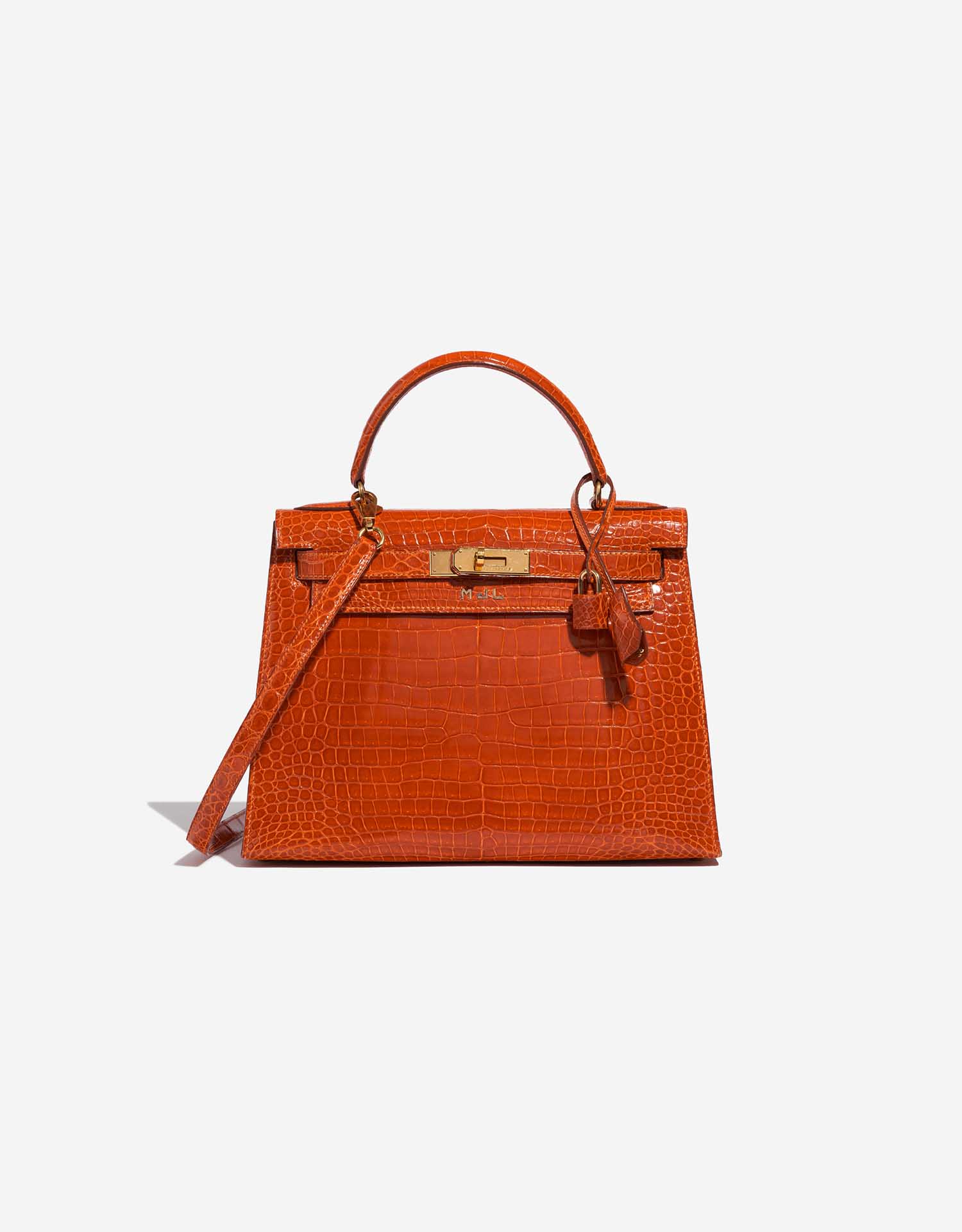Hermès Kelly 28 Porosus Crocodile Orange H | SACLÀB