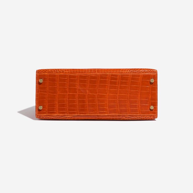 Pre-owned Hermès bag Kelly 28 Porosus Crocodile Orange H Orange Bottom | Sell your designer bag on Saclab.com