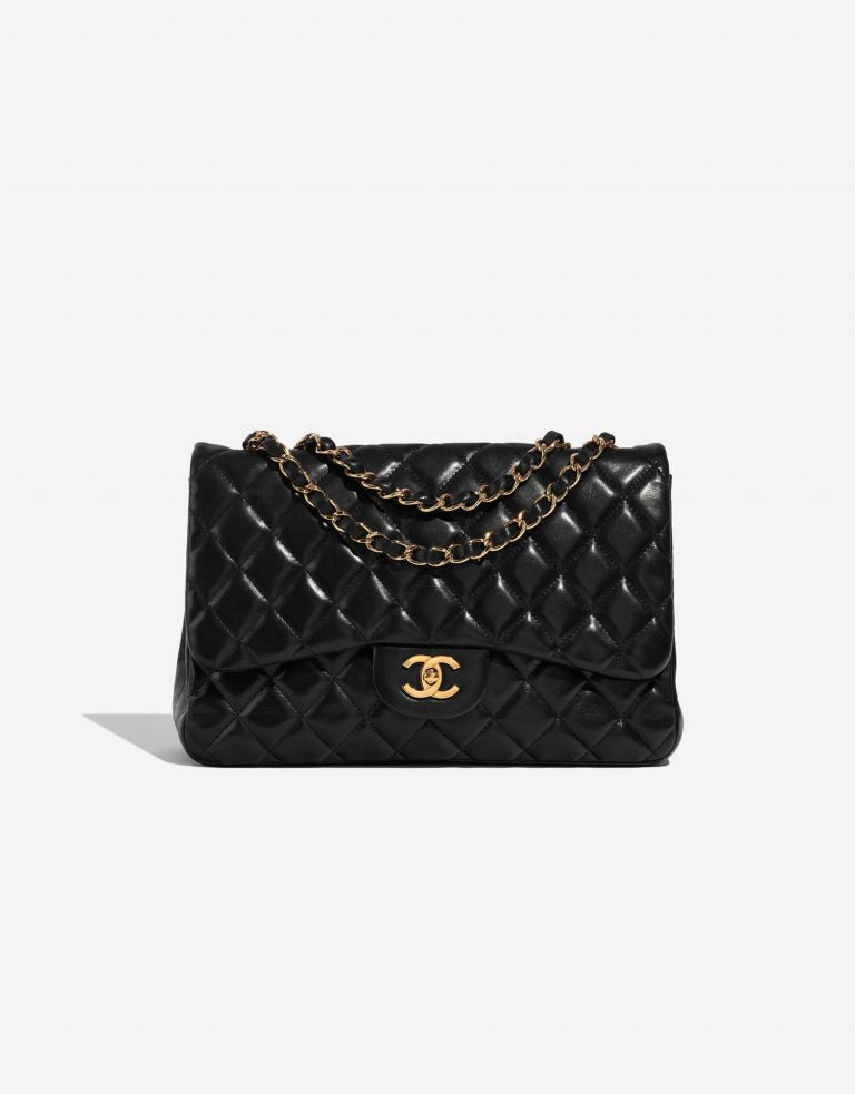 Pre-owned Chanel bag Timeless Jumbo Lamb Black Black Front | Sell your designer bag on Saclab.com