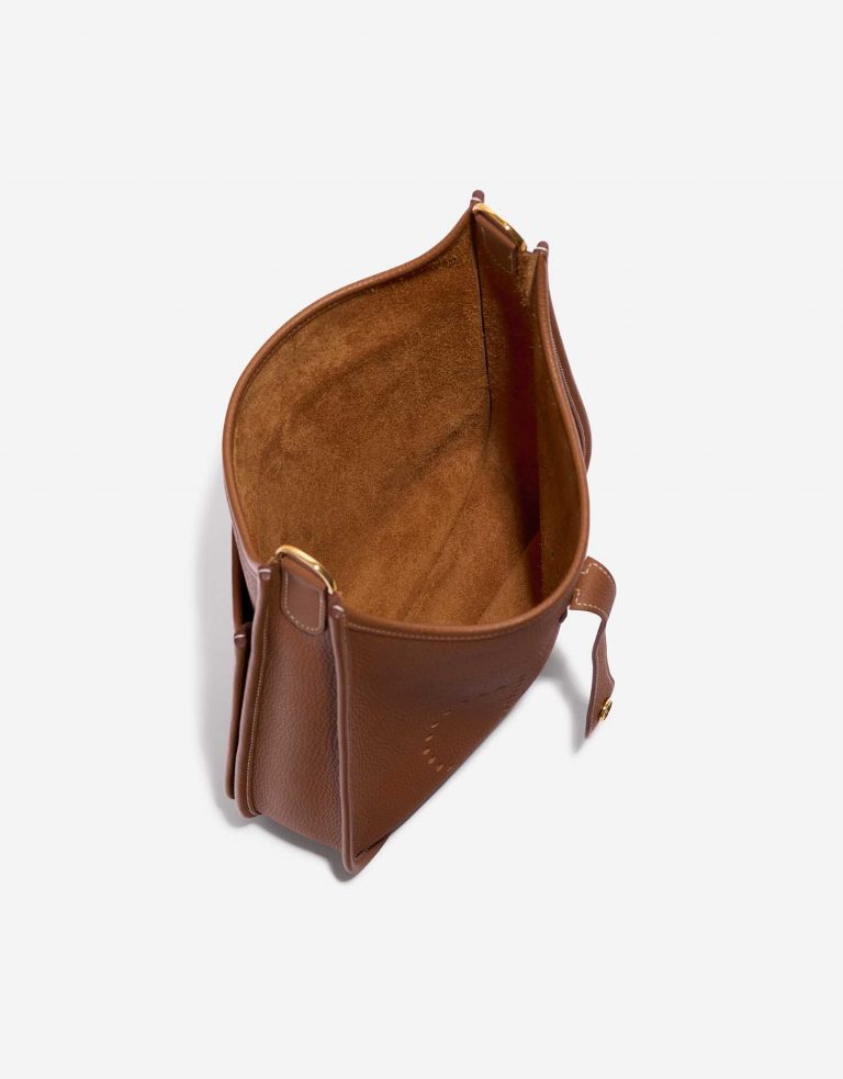 Pre-owned Hermès bag Evelyne 29 Clemence Gold Brown Inside | Sell your designer bag on Saclab.com