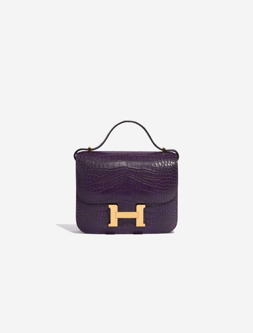Pre-owned Hermès bag Constance 18 Matte Alligator Amethyst Violet Front | Sell your designer bag on Saclab.com