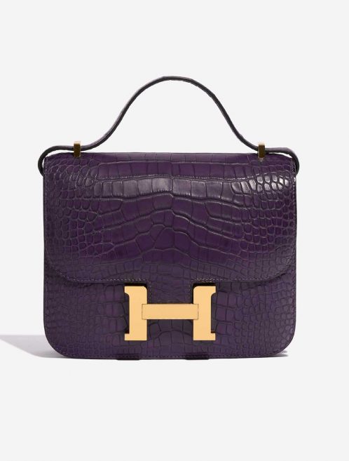 Pre-owned Hermès bag Constance 18 Matte Alligator Amethyst Violet Front | Sell your designer bag on Saclab.com