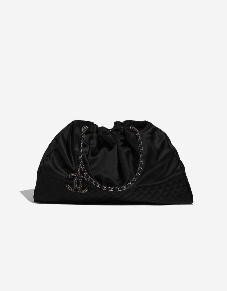 Pre-owned Chanel bag Drawstring Large Satin Black Black Front | Sell your designer bag on Saclab.com