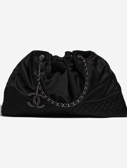 Pre-owned Chanel bag Drawstring Large Satin Black Black Front | Sell your designer bag on Saclab.com