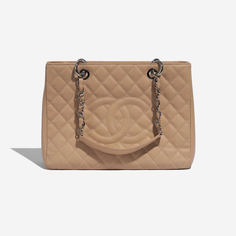 Pre-owned Chanel bag Shopping Tote GST Caviar Beige Beige Front | Sell your designer bag on Saclab.com