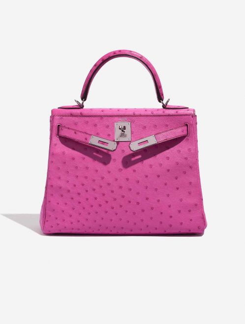 Pre-owned Hermès bag Kelly 28 Ostrich Fuchsia Pink Front Open | Sell your designer bag on Saclab.com
