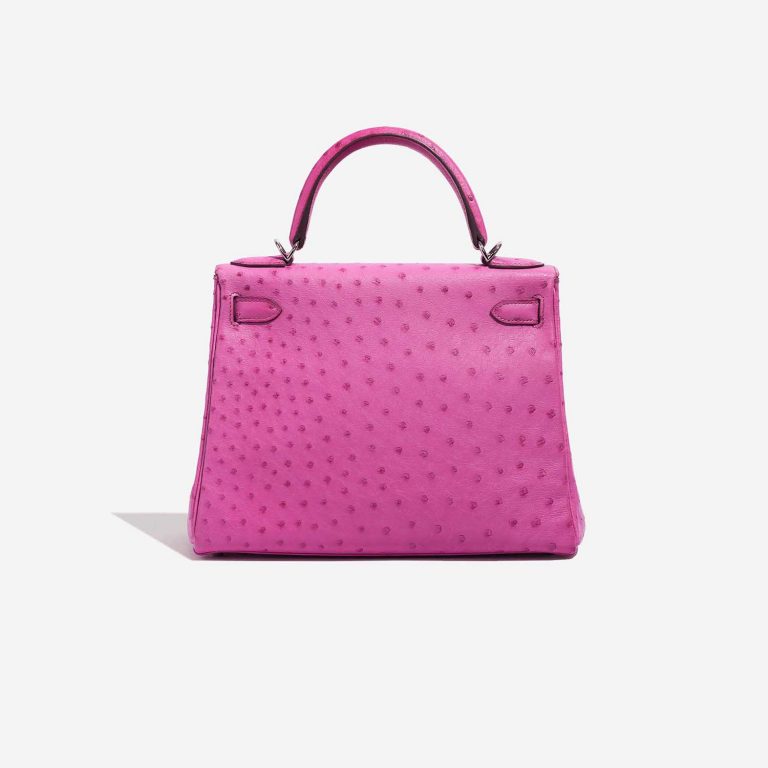 Pre-owned Hermès bag Kelly 28 Ostrich Fuchsia Pink Back | Sell your designer bag on Saclab.com