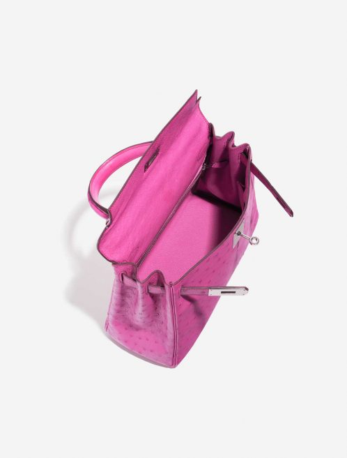 Pre-owned Hermès bag Kelly 28 Ostrich Fuchsia Pink Inside | Sell your designer bag on Saclab.com