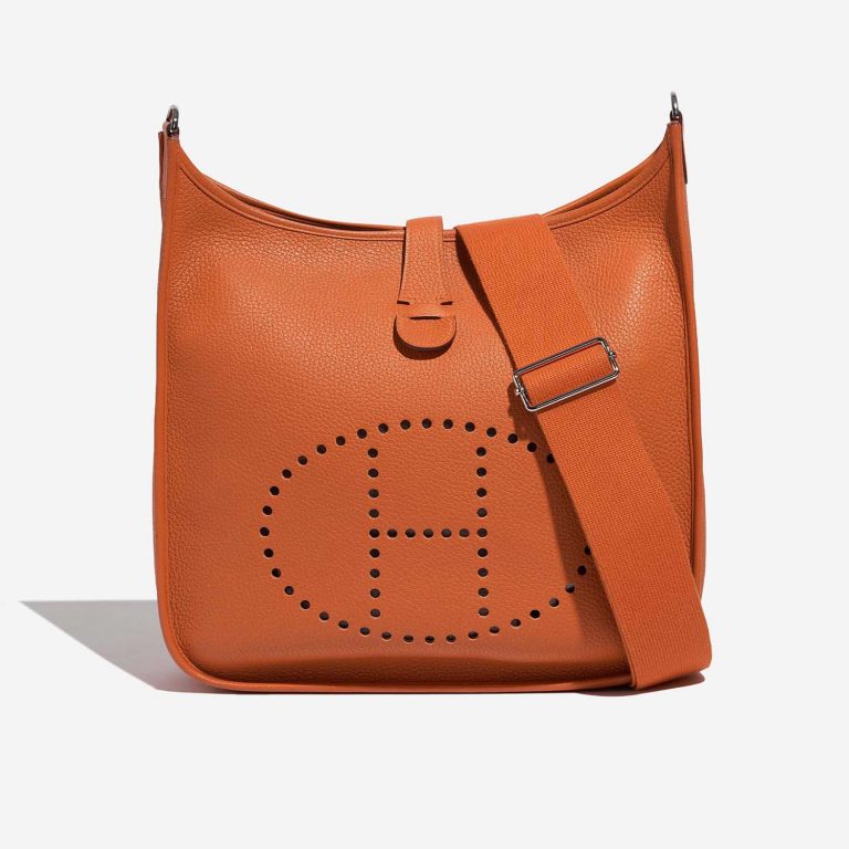 Pre-owned Hermès bag Evelyne 33 Taurillon Clemence Orange H Orange Front | Sell your designer bag on Saclab.com