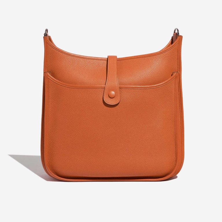 Pre-owned Hermès bag Evelyne 33 Taurillon Clemence Orange H Orange Back | Sell your designer bag on Saclab.com