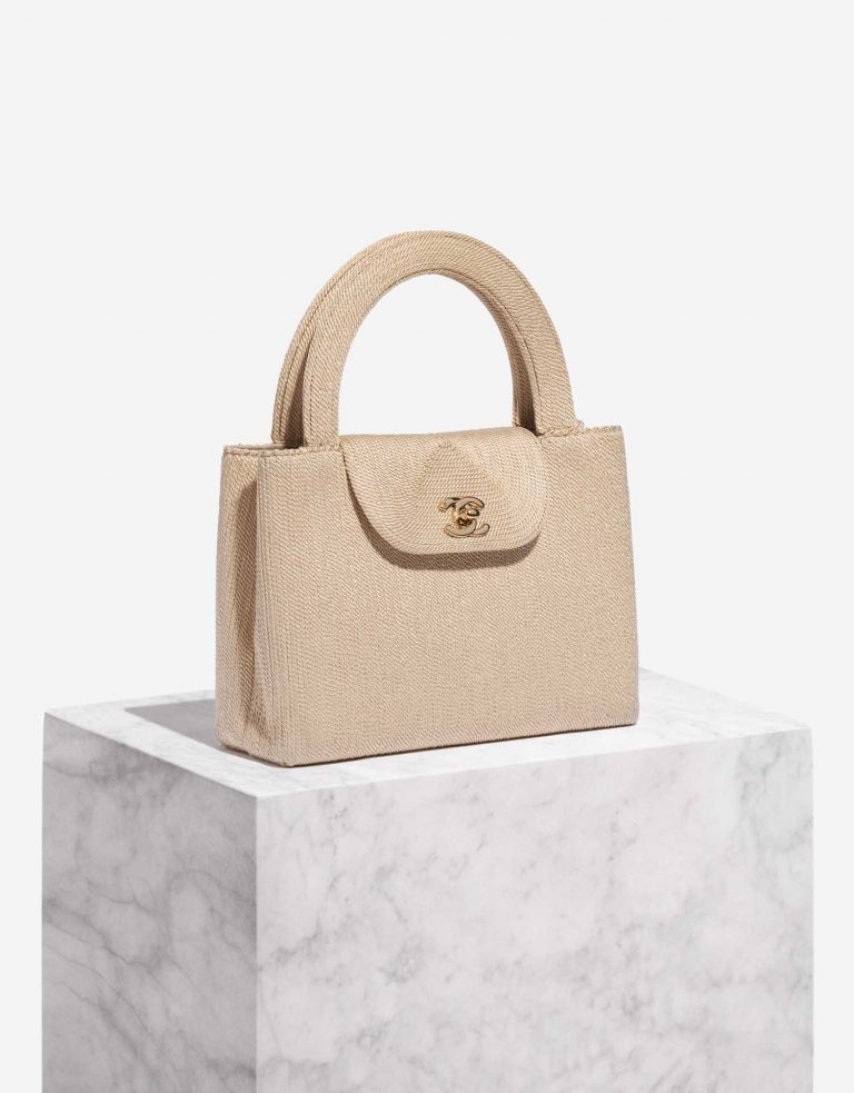 Pre-owned Chanel bag Timeless Handle Medium Silk Beige Beige | Sell your designer bag on Saclab.com