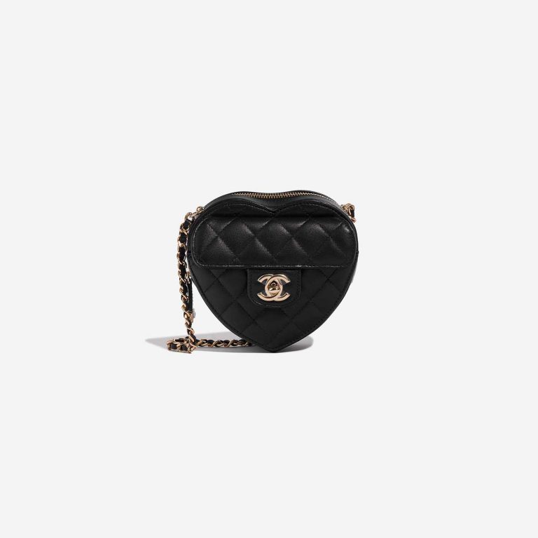 Pre-owned Chanel bag Timeless Heart Small Lamb Black Black Front | Sell your designer bag on Saclab.com
