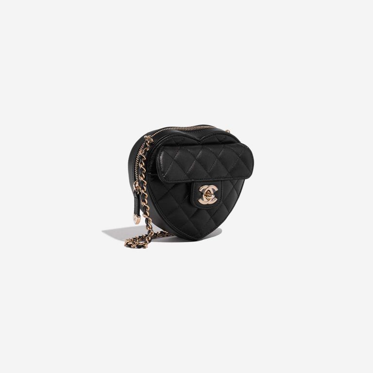 Pre-owned Chanel bag Timeless Heart Small Lamb Black Black Side Front | Sell your designer bag on Saclab.com