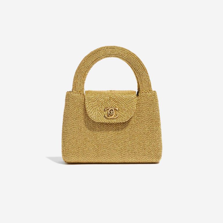 Pre-owned Chanel bag Timeless Handle Small Silk Rope Gold Gold Front | Sell your designer bag on Saclab.com