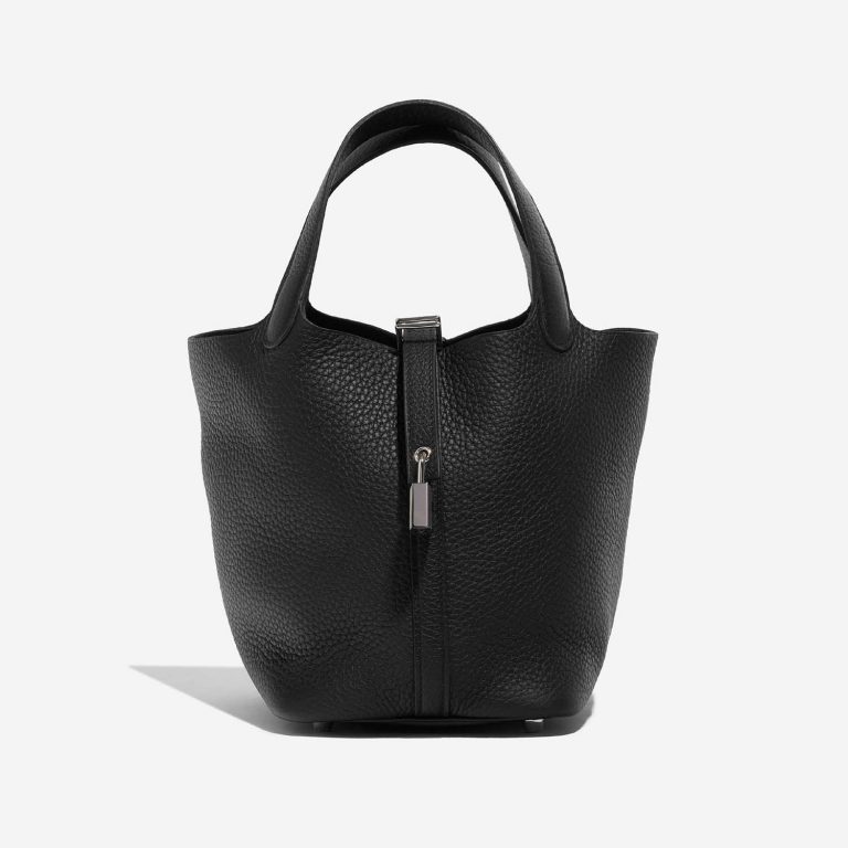 Pre-owned Hermès bag Picotin 18 Taurillon Clemence Black Black Front | Sell your designer bag on Saclab.com