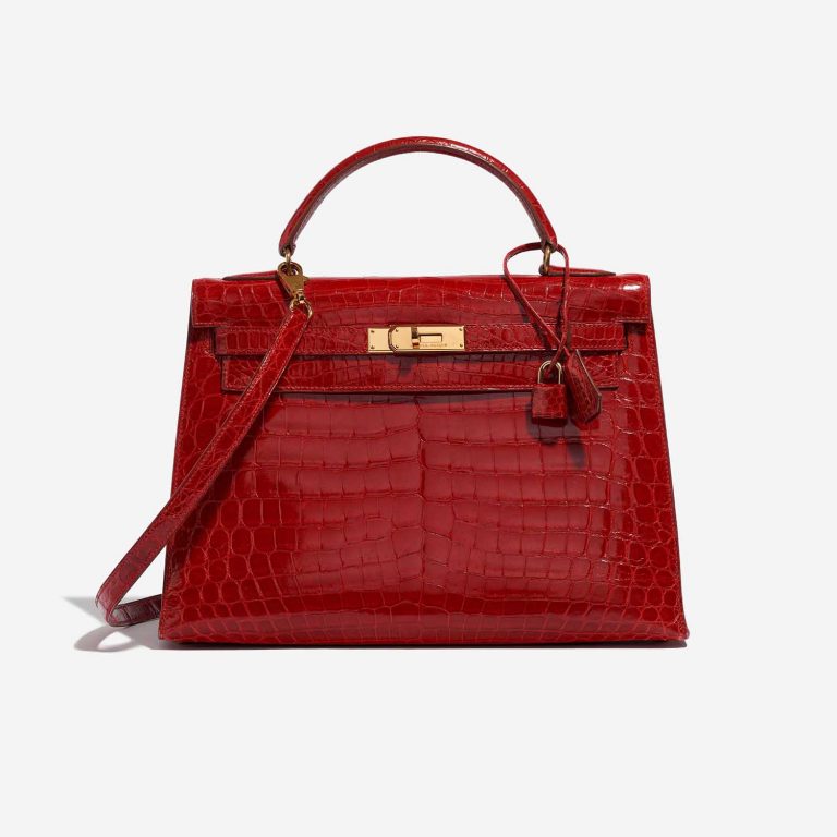 Pre-owned Hermès bag Kelly 32 Niloticus Crocodile Braise Red Front | Sell your designer bag on Saclab.com