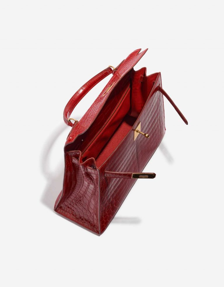 Pre-owned Hermès bag Kelly 32 Niloticus Crocodile Braise Red Inside | Sell your designer bag on Saclab.com