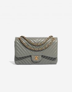Pre-owned Chanel bag Timeless Jumbo Lamb Grey Grey Front | Sell your designer bag on Saclab.com
