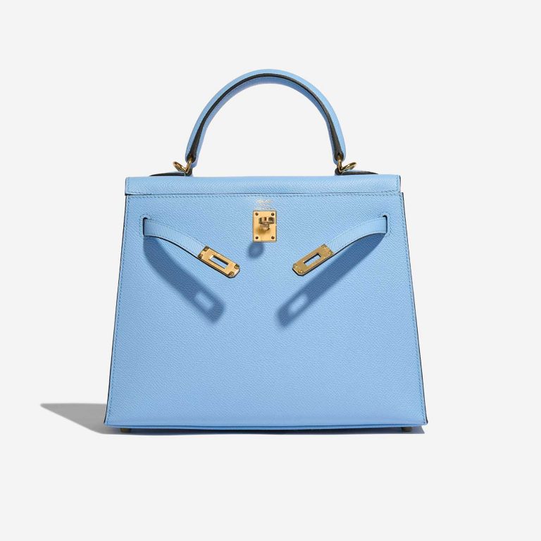 Pre-owned Hermès bag Kelly 25 Epsom Blue Celeste Blue Front Open | Sell your designer bag on Saclab.com