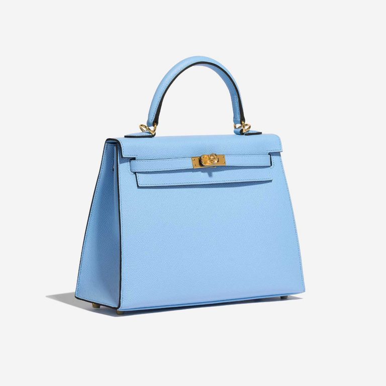 Pre-owned Hermès bag Kelly 25 Epsom Blue Celeste Blue Side Front | Sell your designer bag on Saclab.com