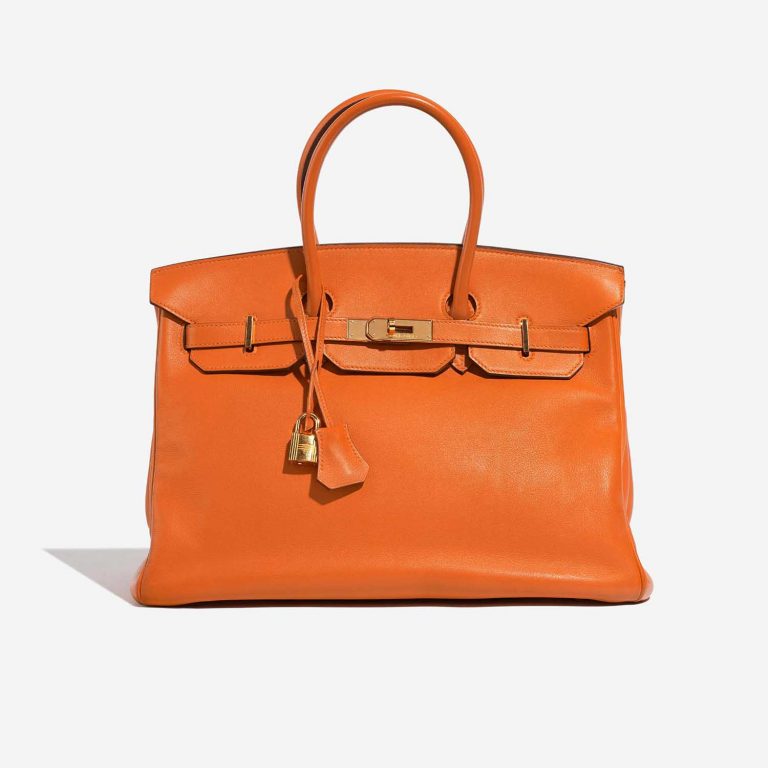 Pre-owned Hermès bag Birkin 35 Swift Orange H Orange Front | Sell your designer bag on Saclab.com