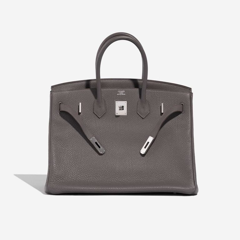 Pre-owned Hermès bag Birkin 35 Togo Etain Grey Front Open | Sell your designer bag on Saclab.com