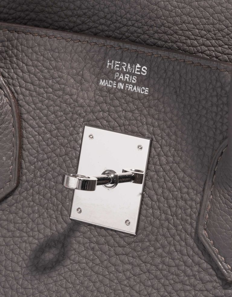 Pre-owned Hermès bag Birkin 35 Togo Etain Grey Logo | Sell your designer bag on Saclab.com