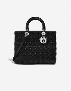 Pre-owned Dior bag Lady Large Calf Black Black Front | Sell your designer bag on Saclab.com