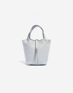 Pre-owned Hermès bag Picotin 18 Clemence Blue Pale Blue Front | Sell your designer bag on Saclab.com