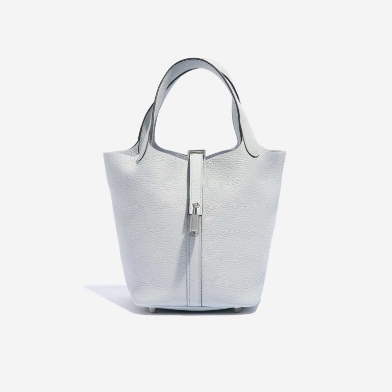 Pre-owned Hermès bag Picotin 18 Clemence Blue Pale Blue Front | Sell your designer bag on Saclab.com