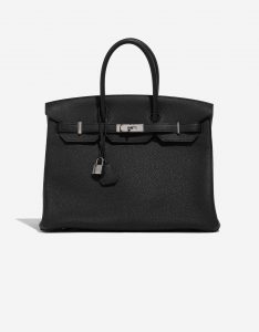 Pre-owned Hermès bag Birkin 35 Verso Togo Black / Blue Agate Black Front | Sell your designer bag on Saclab.com