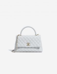 Pre-owned Chanel bag Timeless Handle Medium Caviar Light Grey Grey, White Front | Sell your designer bag on Saclab.com
