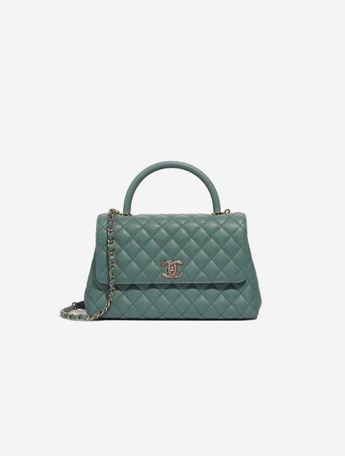 Pre-owned Chanel bag Timeless Handle Medium Caviar Mint Green Green Front | Sell your designer bag on Saclab.com