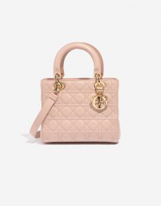 Pre-owned Dior bag Lady Medium Calf Light Pink Rose Front | Sell your designer bag on Saclab.com