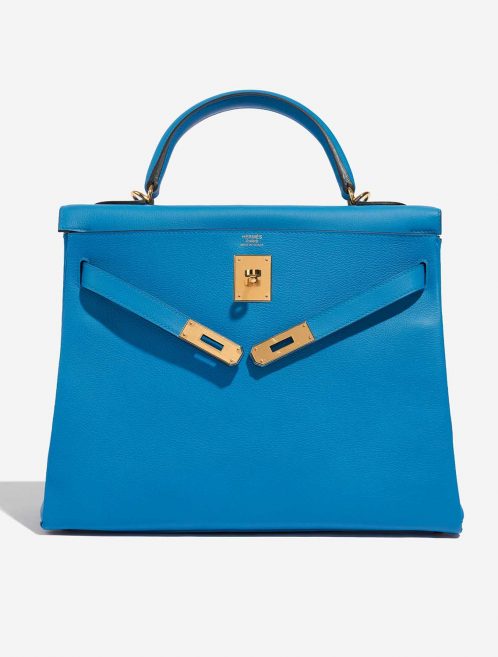 Pre-owned Hermès bag Kelly 32 Evercolour Blue Frida Blue Front Open | Sell your designer bag on Saclab.com
