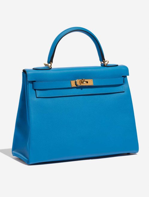 Pre-owned Hermès bag Kelly 32 Evercolour Blue Frida Blue Side Front | Sell your designer bag on Saclab.com