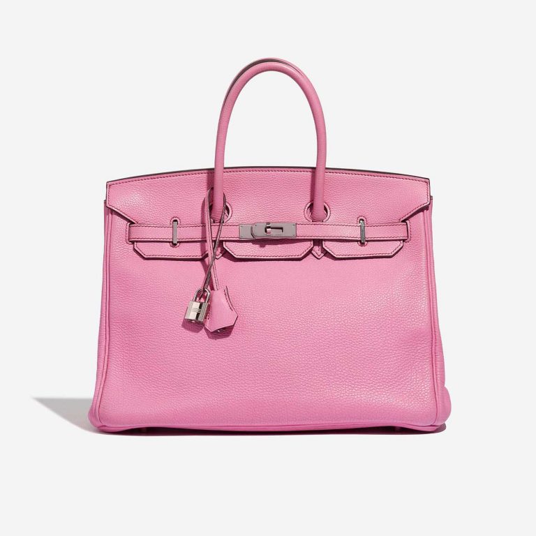 Pre-owned Hermès bag Birkin 35 Clemence Bubblegum Pink Front | Sell your designer bag on Saclab.com