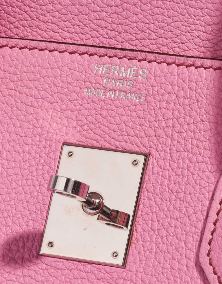 Pre-owned Hermès bag Birkin 35 Clemence Bubblegum Pink Logo | Sell your designer bag on Saclab.com