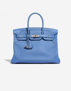 Pre-owned Hermès bag Birkin Ghillies 35 Clemence Blue Paradise Blue Front | Sell your designer bag on Saclab.com